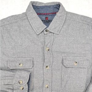 Woolrich Long Sleeve‎ Button Down Shirt Gray Heathered Cotton Men's M